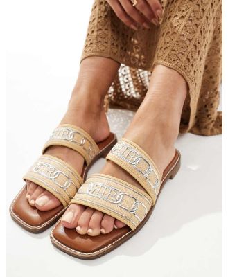 River Island double band mules in beige-Neutral