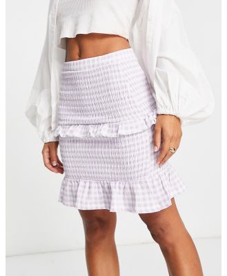 River Island gingham check frill mini skirt in lilac-Purple
