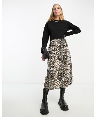 River Island hybrid sweater dress in leopard print-Black