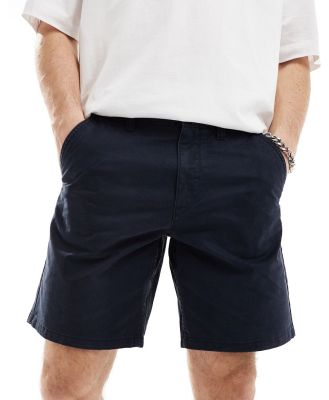 River Island laundered chino shorts in navy