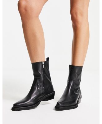 River Island leather western boots in black