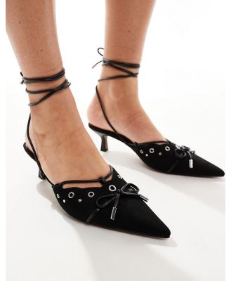 River Island mule kitten heels with bow in black