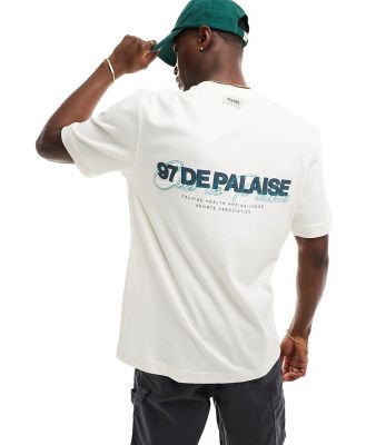 River Island palaise back print t-shirt in ecru-White