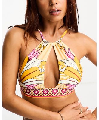 River Island printed halter bikini top in orange