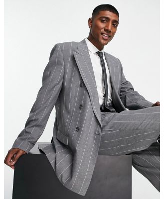 River Island relaxed stripe suit jacket in grey