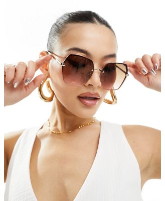 River Island rimless oversized sunglasses in light pink