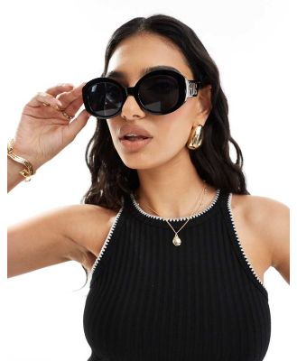 River Island Round Sunglasses In Black