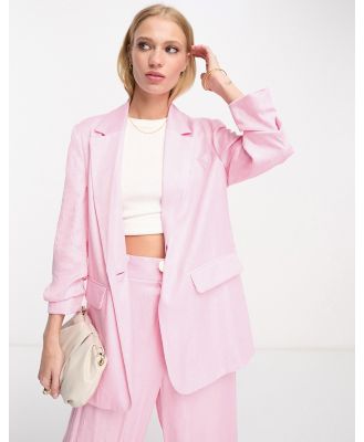 River Island ruched sleeve blazer in pink (part of a set)
