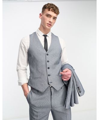 River Island skinny houndstooth suit waistcoat in blue