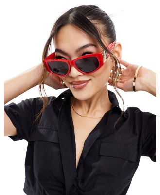 River Island slim cateye sunglasses in red