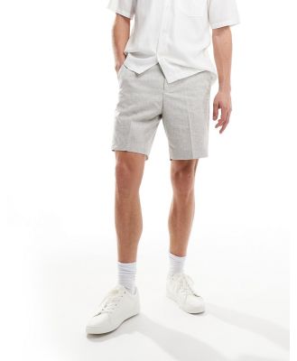 River Island smart textured shorts in light grey