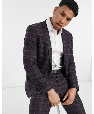 River Island suit jacket in check-Red