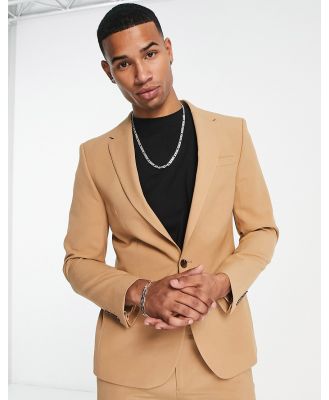 River Island super skinny suit jacket in light brown