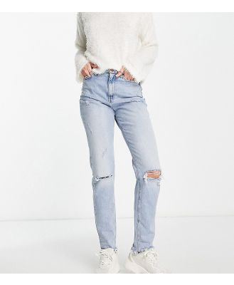 River Island Tall distressed straight leg jeans in light blue