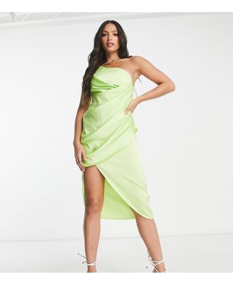 River Island Tall one shoulder midi dress in lime-Green
