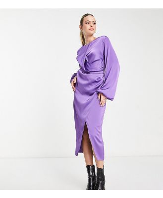 River Island Tall twist midi dress in purple