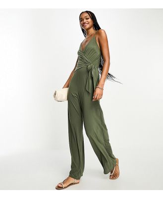 River Island Tall wrap jumpsuit in green