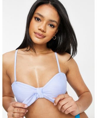 River Island textured knot-front bikini top in blue