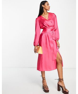 River Island tie front midi dress in pink