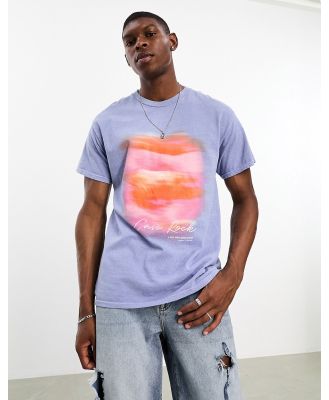 River Island washed sunset t-shirt in light blue