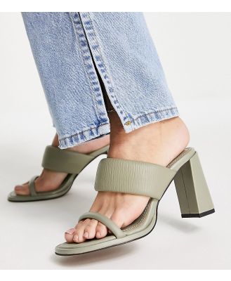 River Island Wide Fit minimal padded heeled sandals in light green