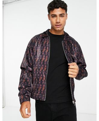 River Island zip through jacket with print in dark purple