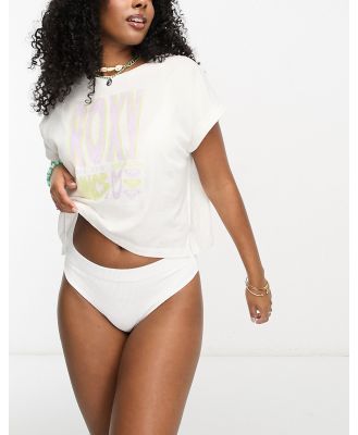 Roxy Alone On The Beach oversized crop t-shirt in white