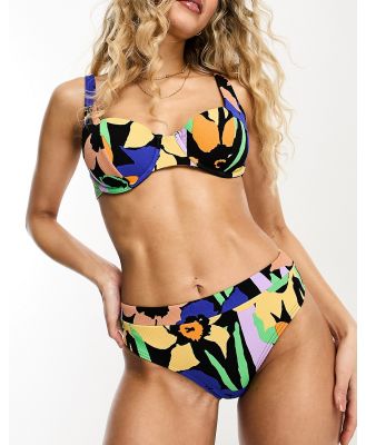 Roxy Color Jam mid waist bikini bottoms in floral print-Multi