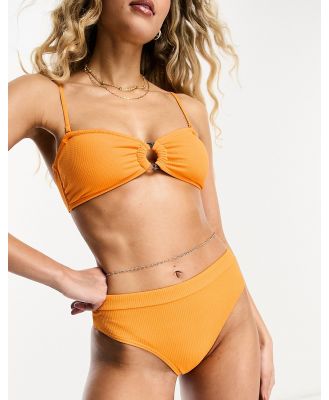 Roxy Color Jam rib mid waist bikini bottoms in orange