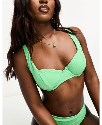 Roxy Color Jam rib underwire bikini top in mint-Green