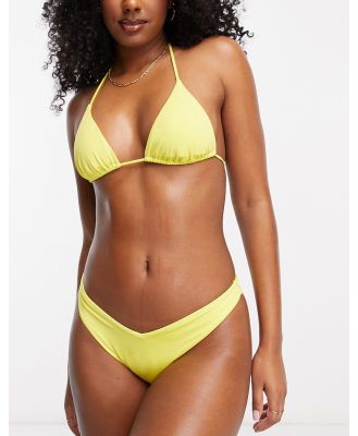 RVCA solid v high leg bikini bottoms in yellow