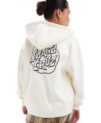 Santa Cruz Fever Dream mono dot zip through hoodie in white