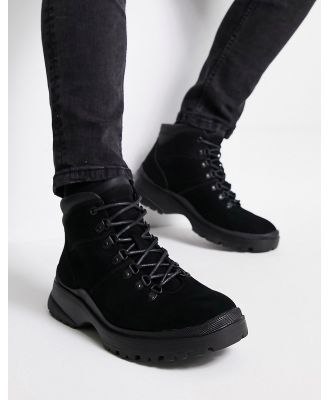 schuh Dustin chunky lace up boots in microsuede-Black