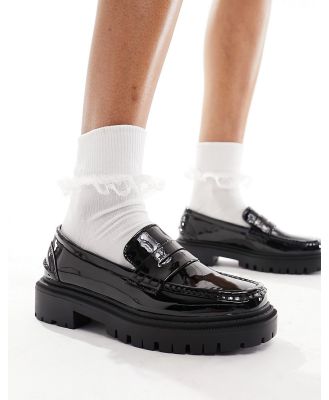 schuh Lexis chunky loafers in black patent