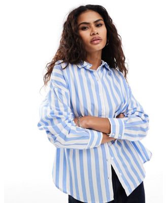 Selected classic button down striped shirt in blue-White