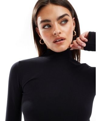 Selected Femme high neck long sleeve t-shirt in black