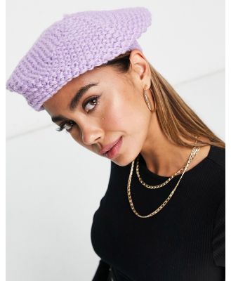 Selected Femme knitted beret in lilac-Purple