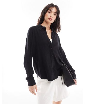 Selected Femme linen touch shirt in black