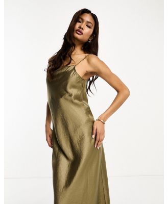 Selected Femme satin slip dress in gold