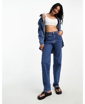 Selected Femme seam detail straight leg denim jeans in blue (part of a set)
