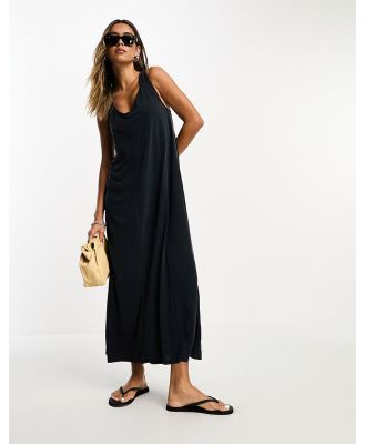 Selected Femme slinky knot back cami maxi dress in black