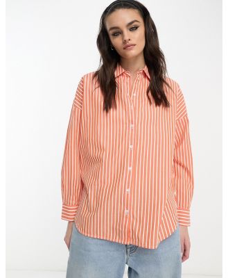 Selected Femme stripe oversized shirt in orange