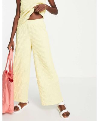 Selected Femme textured wide leg pants in pastel yellow (part of a set) - YELLOW