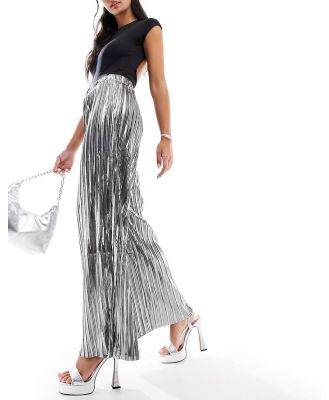 Selected Femme wide fit metallic pants in silver