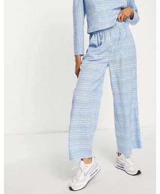 Selected Femme wide leg pants in light blue check (part of a set)