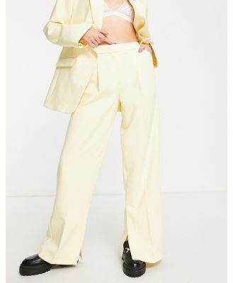 Selected Femme wide leg pants in yellow (Part of a set)