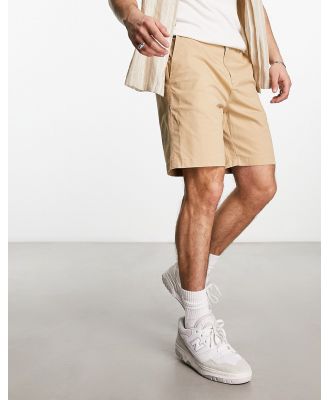 Selected Homme cotton mix chino shorts in beige-Neutral