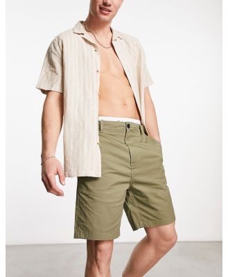 Selected Homme cotton mix chino shorts in khaki-Green