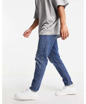 Selected Homme cotton slim tapered jeans in mid blue - MBLUE