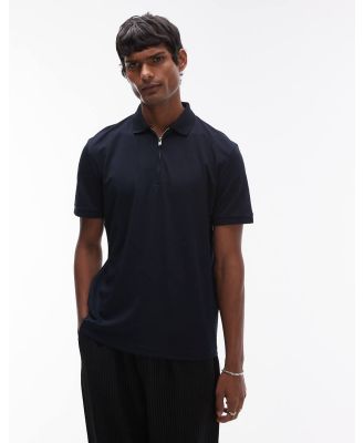 Selected Homme half zip polo in navy